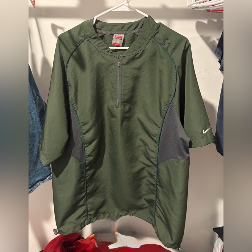 Nike Vintage 90s Olive Green Zip-Front Team Fit Windbreaker